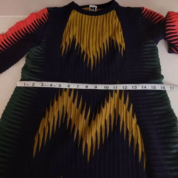 VINTAGE M Missoni Knit Dress short sleeve zig zag blue mustard green pink size? - Picture 7 of 10